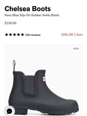 Hunter Navy Chelsea Rubber Ankle Boots